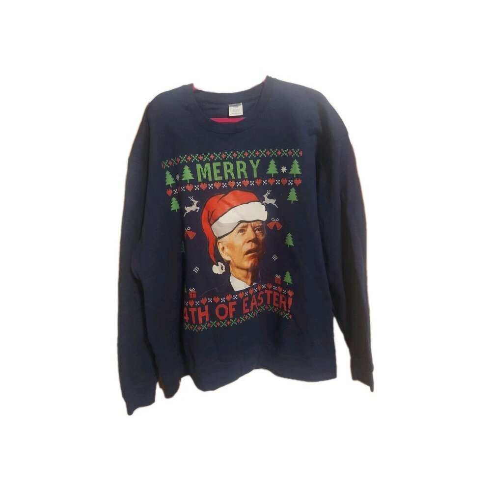 Merry 4th Of‎ Easter Santa Joe Biden Ugly Christmas Sweater Sweatshirt 2XL USA
